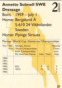 1995 Collect-A-Card Equestrian #87 Annette Solmell / Flyinge Strauss Back